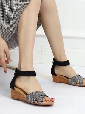 Infini Metallic Silver Braided Ankle-Strap Sandals‎ Comfort Shoes SZ 10 EU 42